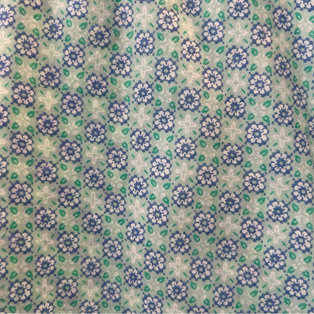 L.L. Bean Cotton Floral Button Down Short Sleeve Shirt White Blue Green Size L - Picture 8 of 8